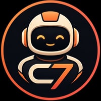 Claudex-7 — a smiling robot in a white helmet, C7 across its chest.